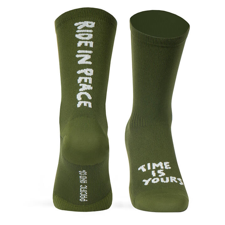 Paire de chaussettes cycliste Pacific & Co. Ride in Peace - Olive