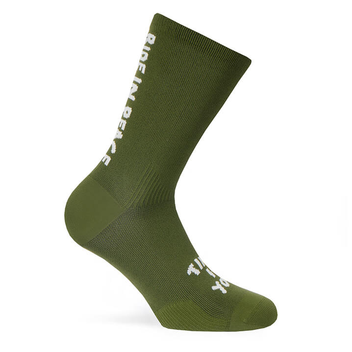 Paire de chaussettes cycliste Pacific & Co. Ride in Peace - Olive