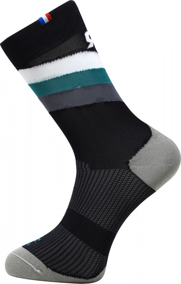 Paire de chaussettes cycliste Rafa'L Stripes - Black White Green