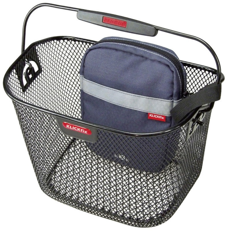 Mini Klickfix bicycle handlebar basket adjustable height