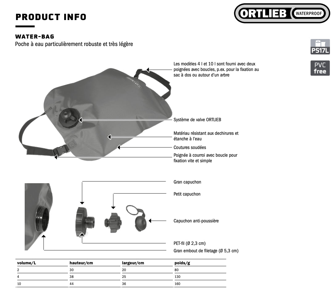 Poche à eau Ortlieb Water-Bag