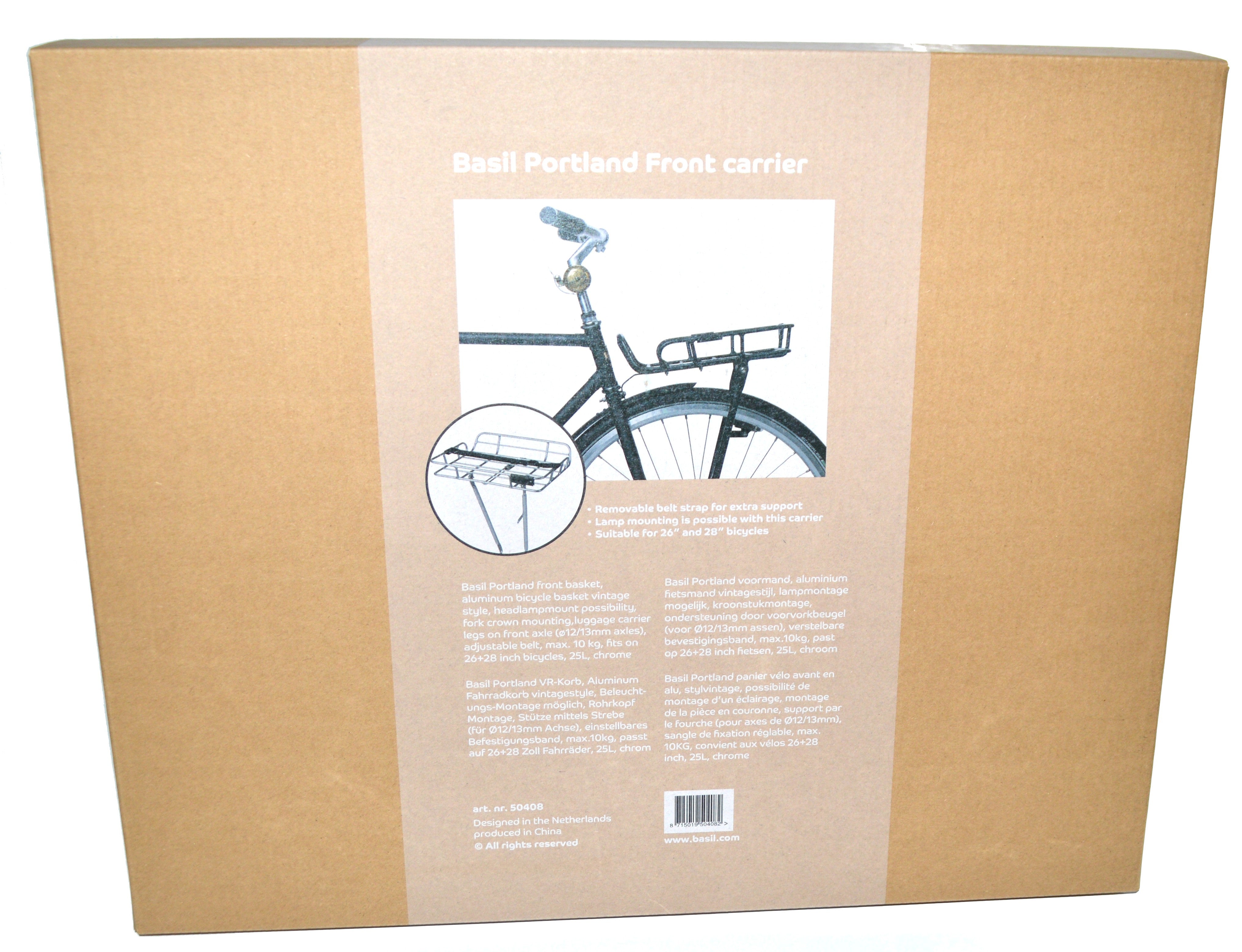 Porte-bagages avant Basil Portland argent avec bordures