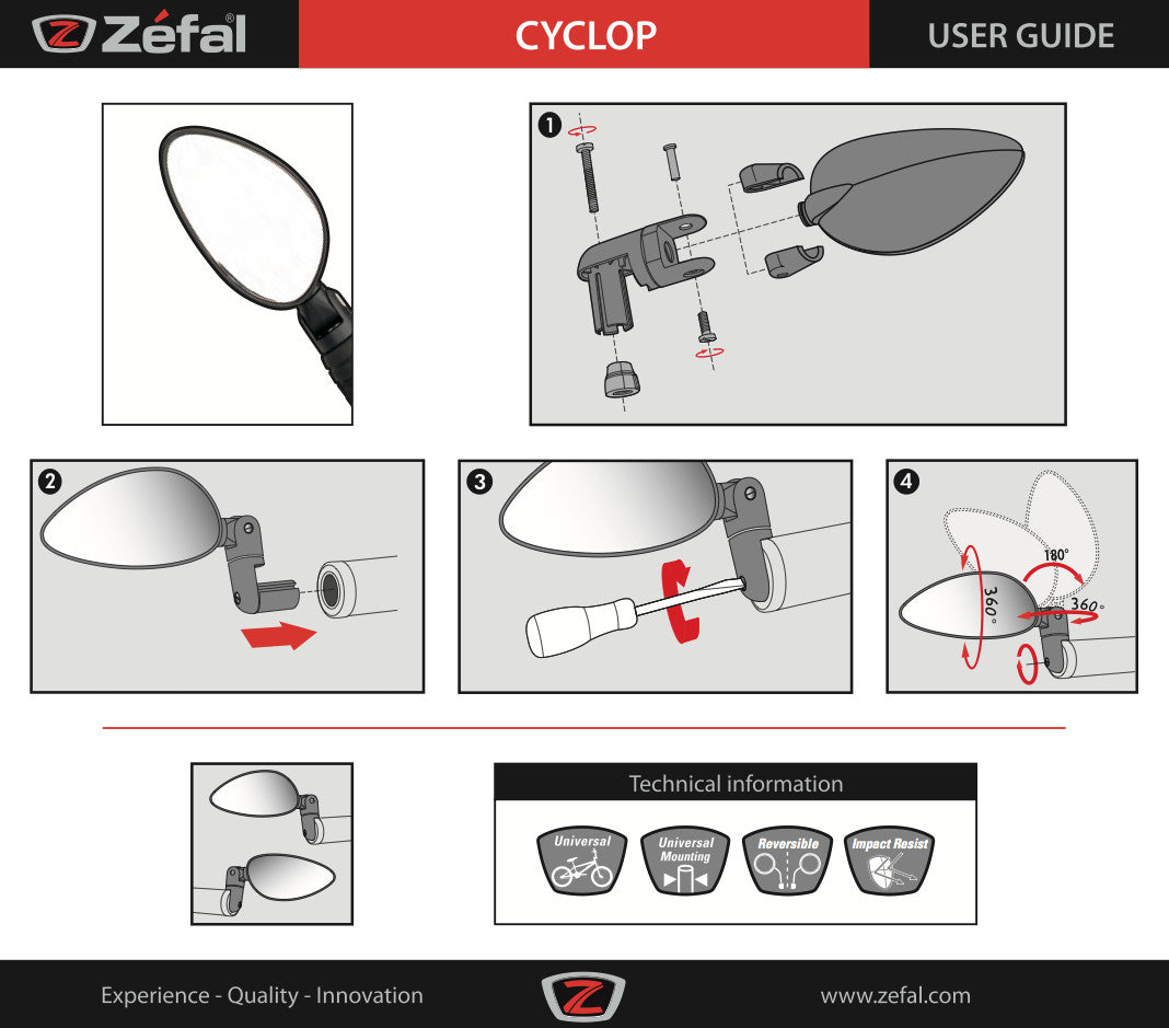 Rétroviseur vélo embout de cintre Zéfal Cyclop