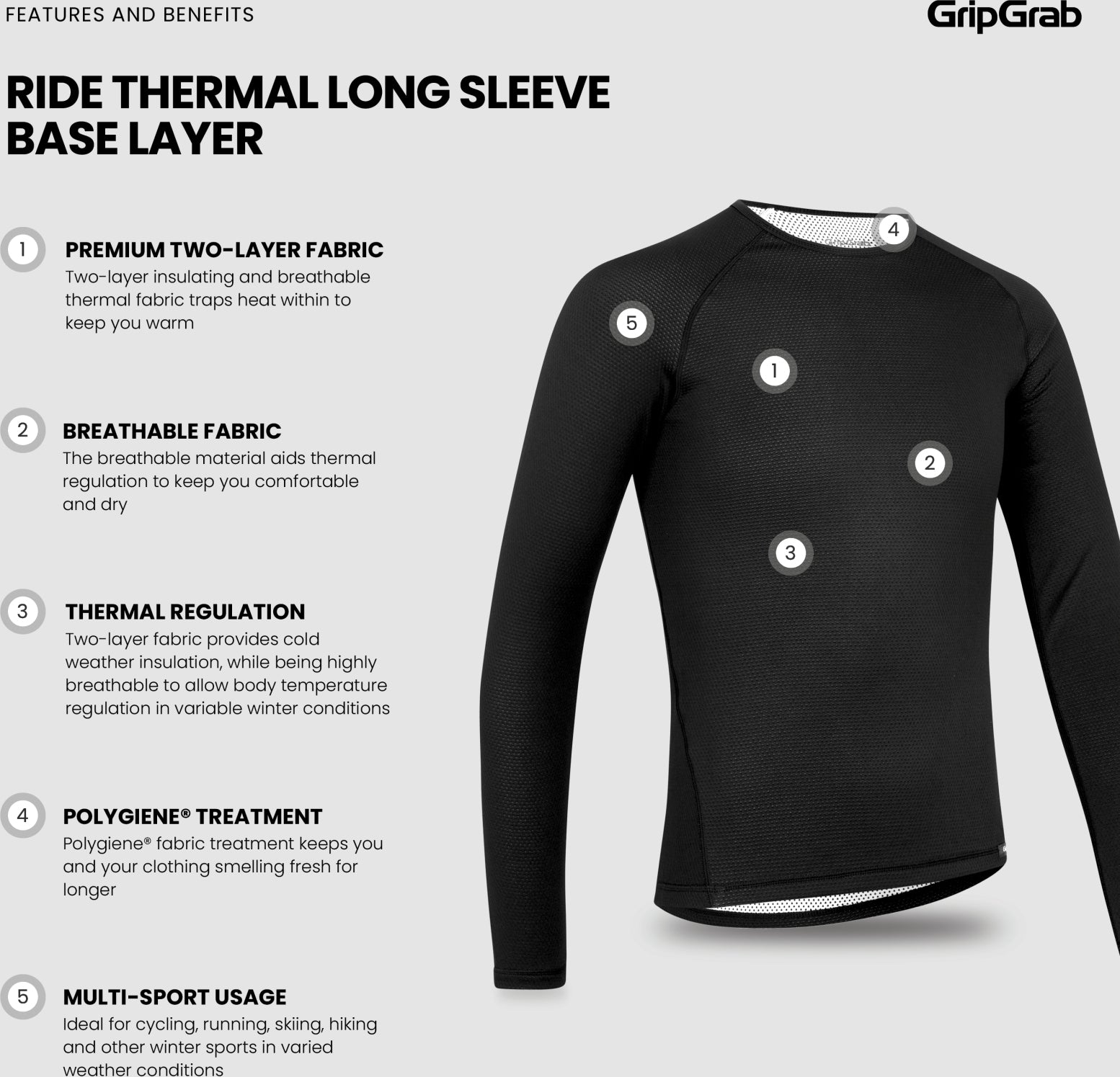 Sous-maillot thermique à manches longues GripGrab RIDE, pack de 3