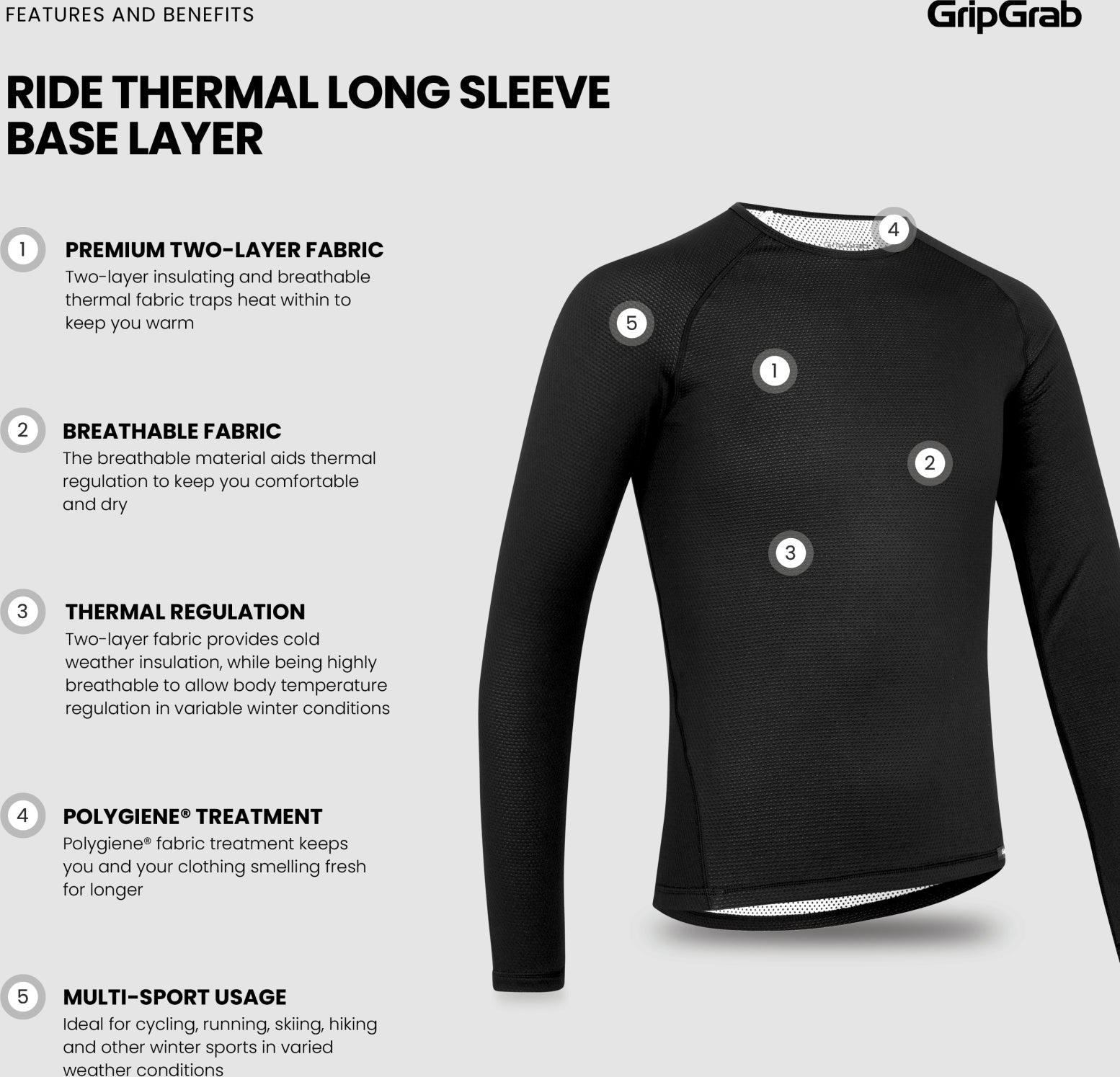 Sous-maillot thermique vélo à manches longues GripGrab RIDE