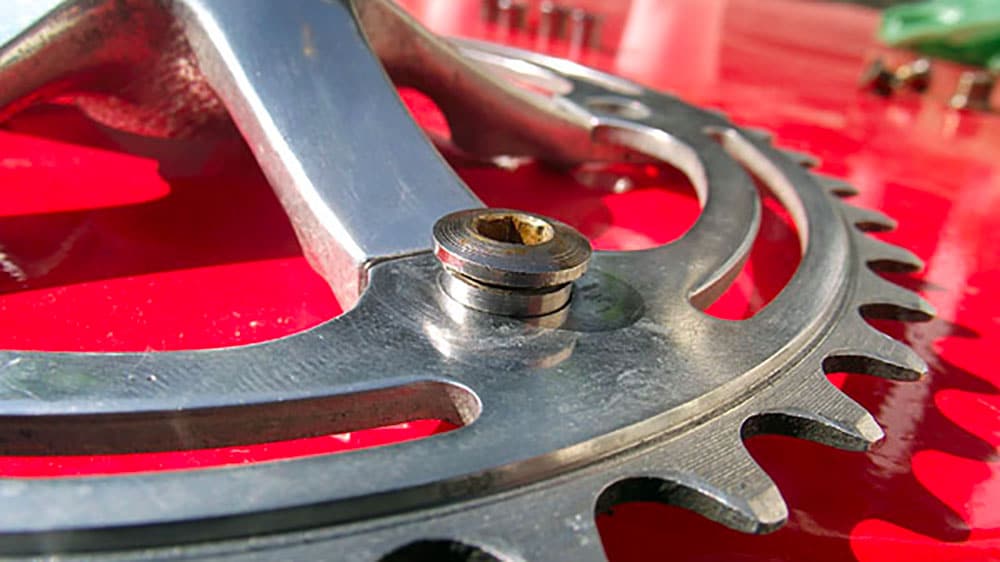 Chrome chainring screws for singlespeed fixie bike