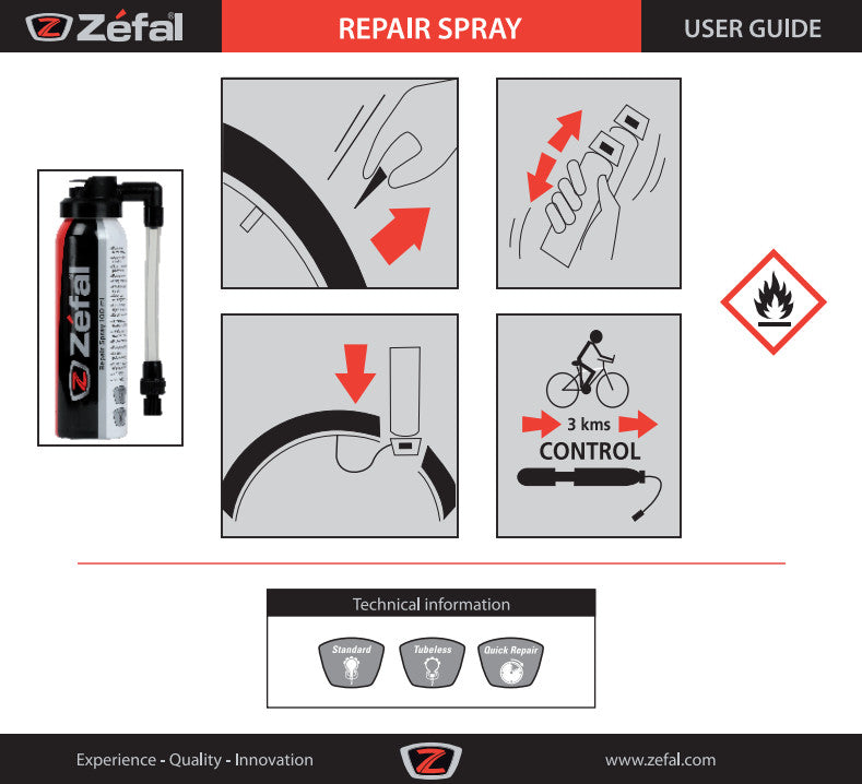 ZEFAL Bombe ANTI-CREVAISON REPAIR SPRAY 100ML